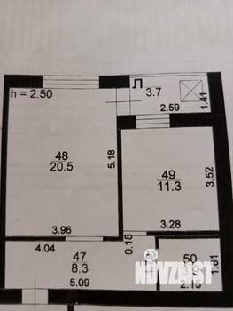 1-к квартира, вторичка, 47м2, 7/10 этаж