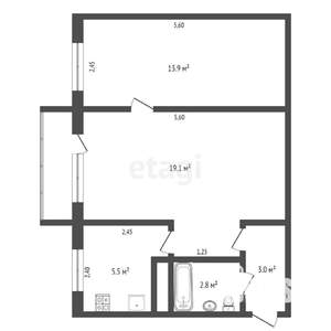 2-к квартира, вторичка, 44м2, 3/5 этаж