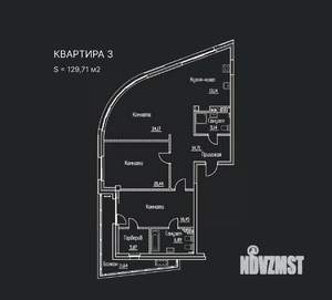 3-к квартира, строящийся дом, 130м2, 3/8 этаж