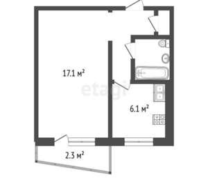 1-к квартира, вторичка, 29м2, 2/9 этаж