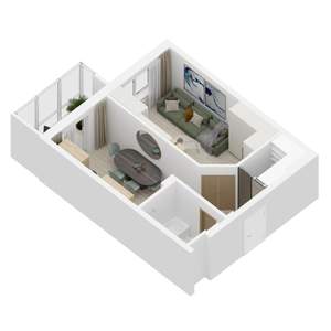 1-к квартира, строящийся дом, 45м2, 19/27 этаж