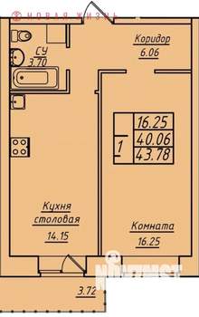 1-к квартира, строящийся дом, 44м2, 5/17 этаж