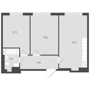 2-к квартира, вторичка, 58м2, 5/19 этаж