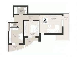 2-к квартира, вторичка, 66м2, 3/17 этаж