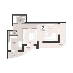 2-к квартира, вторичка, 69м2, 11/18 этаж