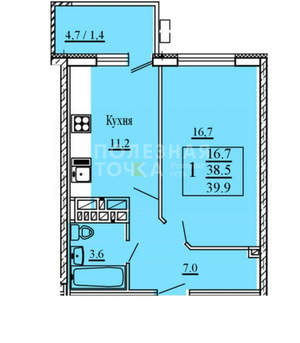 1-к квартира, вторичка, 38м2, 14/25 этаж