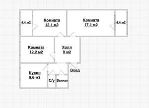 3-к квартира, вторичка, 66м2, 4/5 этаж