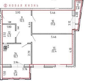 2-к квартира, сданный дом, 76м2, 6/16 этаж