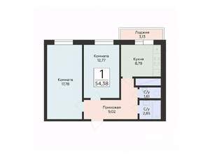 2-к квартира, вторичка, 54м2, 2/24 этаж