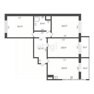 3-к квартира, вторичка, 90м2, 9/10 этаж