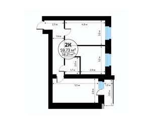 2-к квартира, вторичка, 60м2, 11/18 этаж