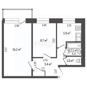 2-к квартира, вторичка, 40м2, 3/5 этаж
