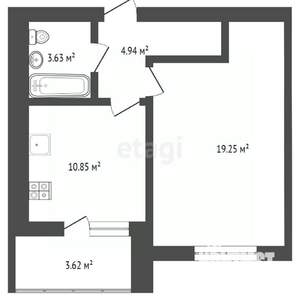 1-к квартира, вторичка, 39м2, 1/10 этаж