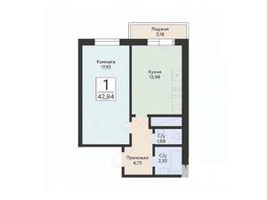 1-к квартира, вторичка, 43м2, 5/24 этаж