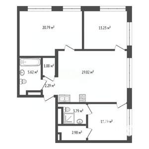 3-к квартира, вторичка, 91м2, 16/31 этаж