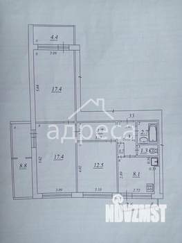 3-к квартира, вторичка, 68м2, 10/12 этаж