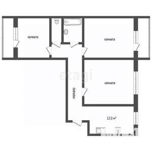 3-к квартира, вторичка, 61м2, 3/9 этаж