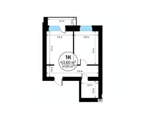 1-к квартира, вторичка, 44м2, 9/18 этаж