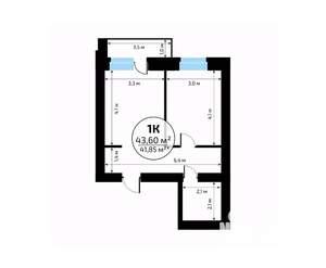 1-к квартира, вторичка, 44м2, 4/18 этаж