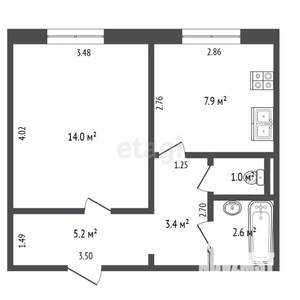 1-к квартира, вторичка, 34м2, 8/10 этаж
