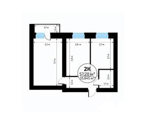 2-к квартира, вторичка, 57м2, 2/18 этаж