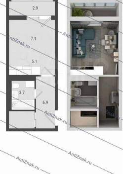 Студия квартира, вторичка, 25м2, 1/16 этаж