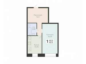 1-к квартира, вторичка, 49м2, 1/12 этаж