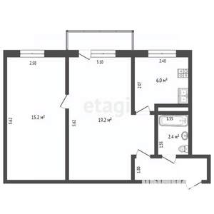 2-к квартира, вторичка, 46м2, 2/5 этаж