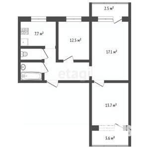 3-к квартира, вторичка, 60м2, 5/9 этаж