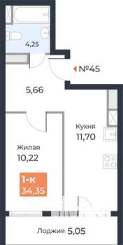 1-к квартира, вторичка, 35м2, 6/23 этаж