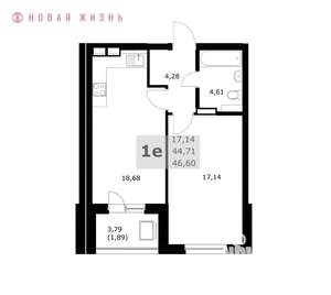 1-к квартира, вторичка, 47м2, 19/24 этаж