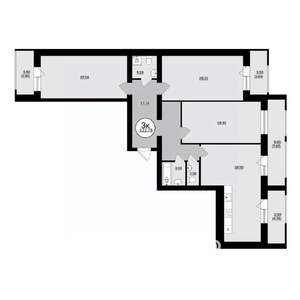 3-к квартира, вторичка, 123м2, 3/8 этаж
