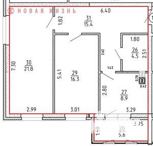 2-к квартира, строящийся дом, 67м2, 4/16 этаж