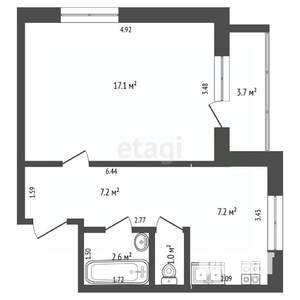 1-к квартира, вторичка, 35м2, 8/10 этаж