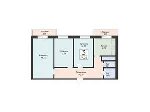 3-к квартира, вторичка, 75м2, 1/24 этаж