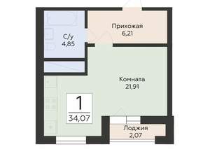 Студия квартира, вторичка, 34м2, 16/24 этаж