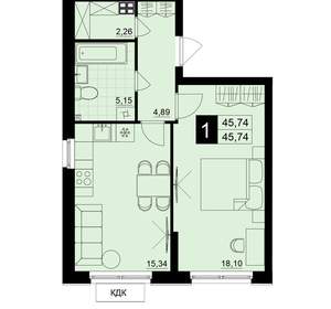 1-к квартира, вторичка, 46м2, 2/15 этаж