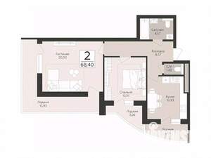 2-к квартира, вторичка, 68м2, 11/17 этаж
