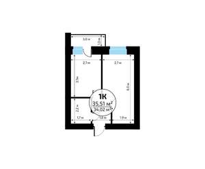 1-к квартира, вторичка, 36м2, 9/18 этаж