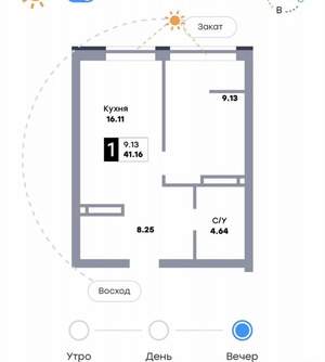 1-к квартира, вторичка, 41м2, 20/22 этаж