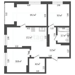3-к квартира, вторичка, 78м2, 19/22 этаж
