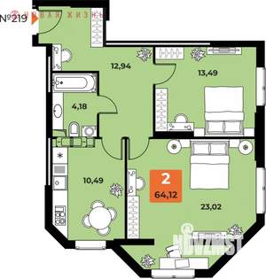 2-к квартира, вторичка, 64м2, 23/23 этаж