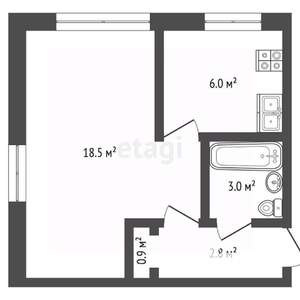1-к квартира, вторичка, 31м2, 5/5 этаж