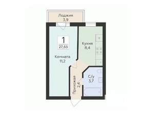 1-к квартира, вторичка, 28м2, 2/16 этаж