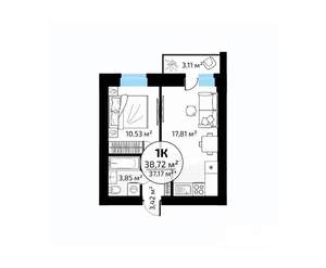 1-к квартира, вторичка, 39м2, 6/18 этаж