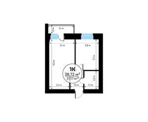 1-к квартира, вторичка, 39м2, 3/18 этаж