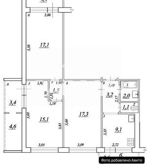 3-к квартира, вторичка, 66м2, 12/12 этаж