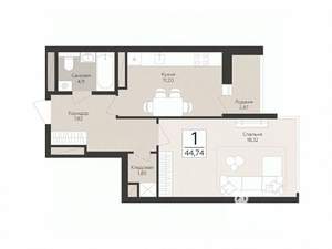 1-к квартира, вторичка, 45м2, 5/17 этаж