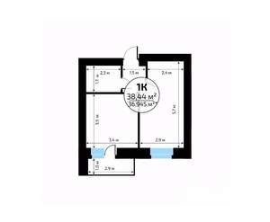 1-к квартира, вторичка, 38м2, 2/18 этаж