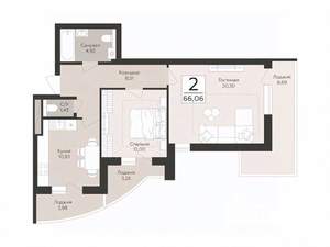 2-к квартира, вторичка, 66м2, 8/17 этаж